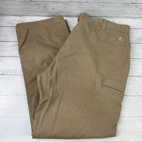 Carhartt Twill Work Pants Tan Brown Mens 44x32 relaxed utility Workwear BN0095 - Picture 1 of 15